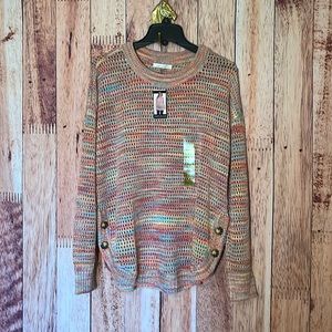 NWT open weave multi color sweater size L